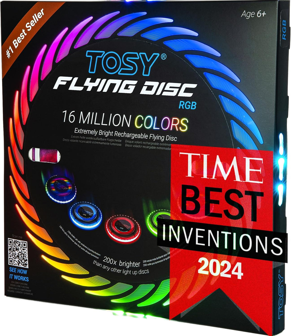 TOSY Disco volador: 16 millones de colores RGB o 36 LED, extremadam...
