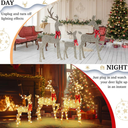 Decoraciones de ciervos navideños grandes iluminados de 63 pulgadas...