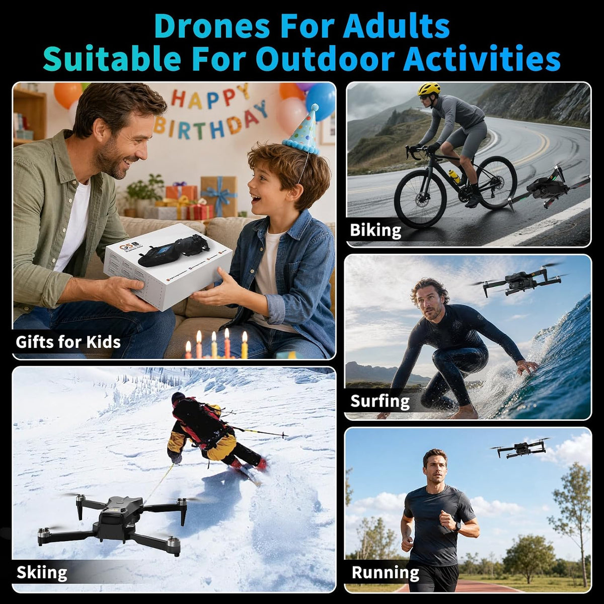 Dron plegable G5 con cámara 1080P para adultos y niños | Controlado...