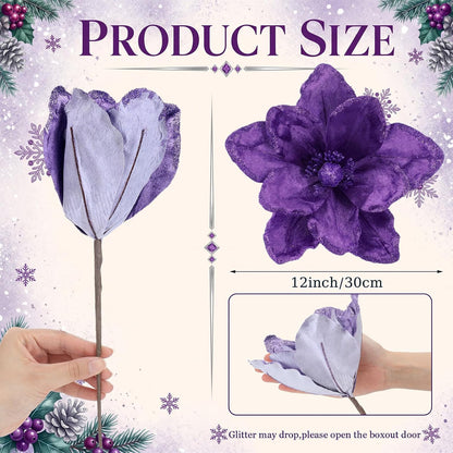 Thiccywoov 8 piezas de flores grandes de Navidad de magnolia, decor...