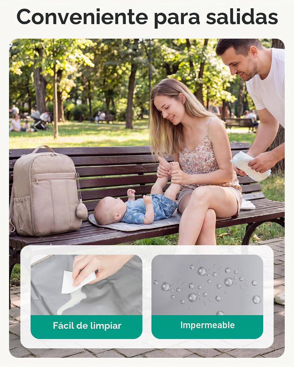BAGSMART Mochila para pañales hinchada con bolsillos aislados y cam...