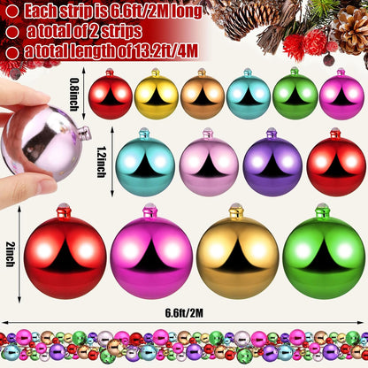 Yuxung - 2 guirnaldas de bolas de Navidad de 6 pies, colorida | Bom...