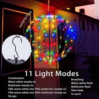 Paquete de 3 bolas de luz de Navidad, decoración de esfera plegable...