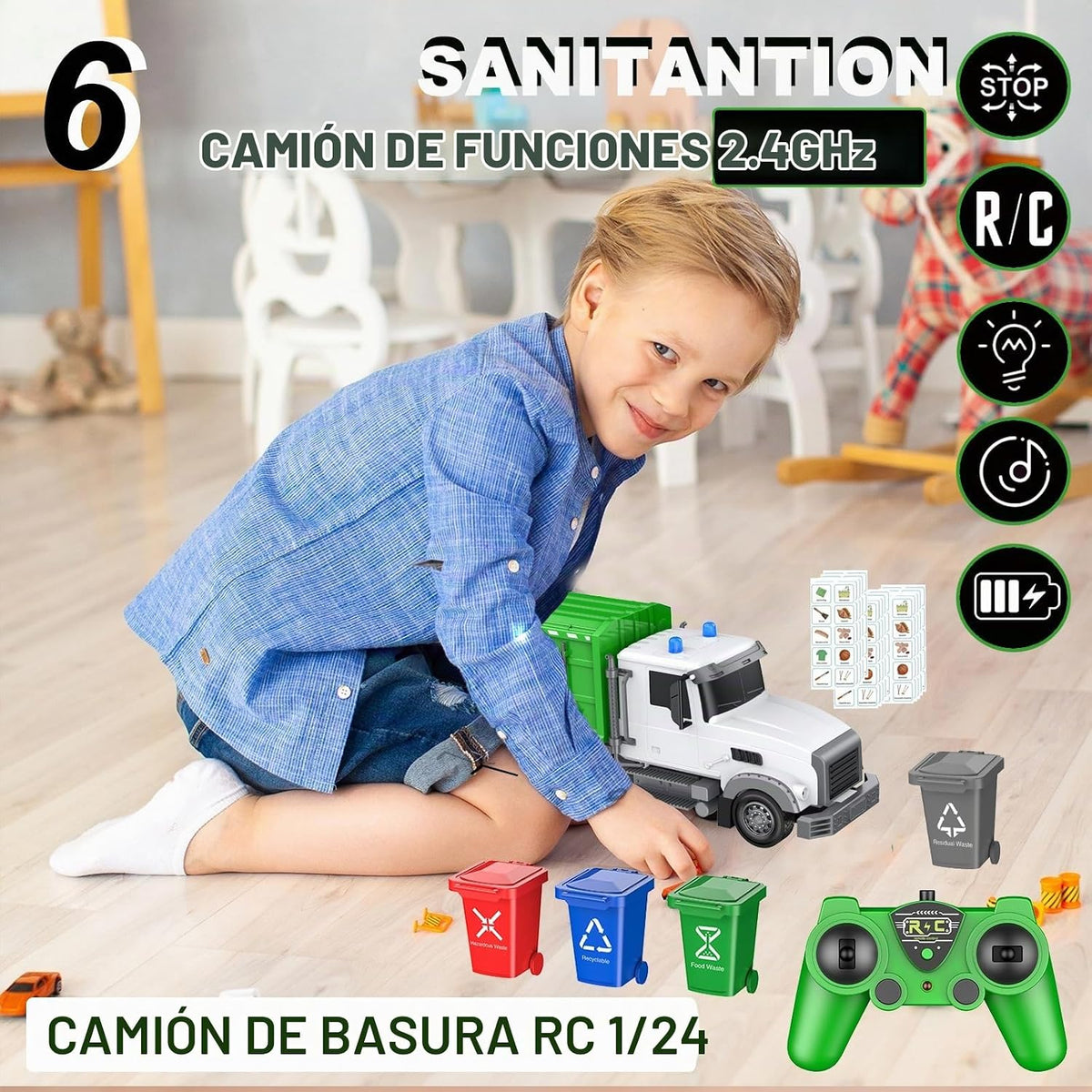 CALEST Camiones de juguete con control remoto de 2,4 GHz, camión de...