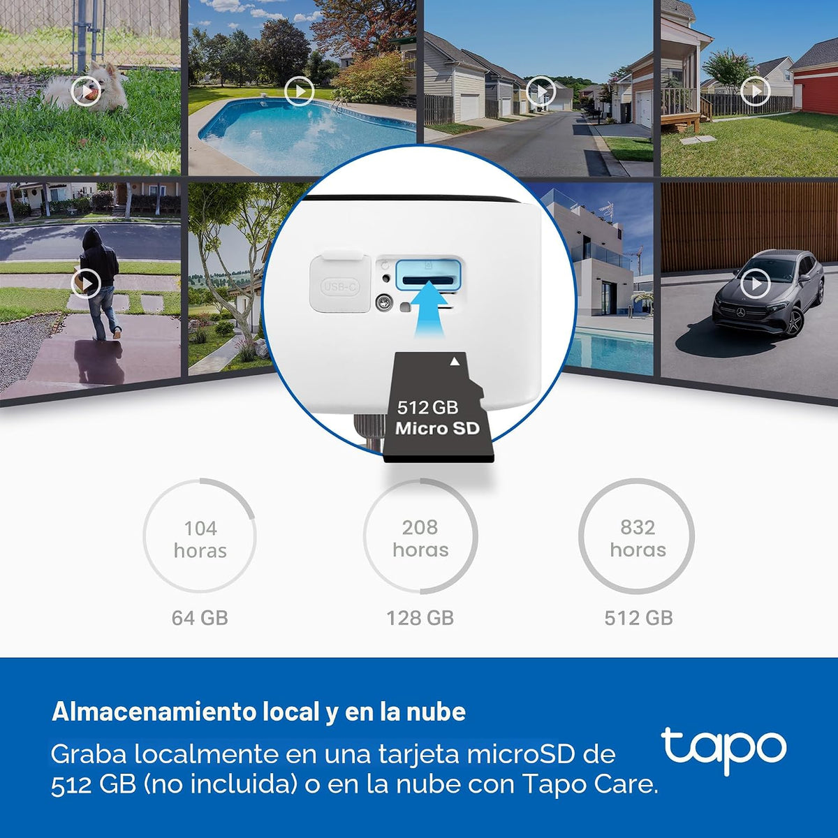 Cámara de seguridad inalámbrica para exteriores Tapo 1080p, batería...