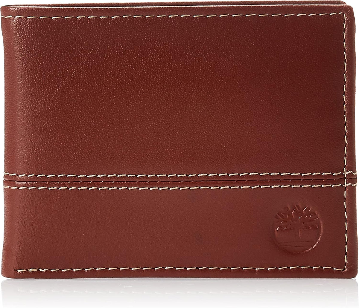 Timberland Billetera plegable de cuero para hombre, color coñac, ta...