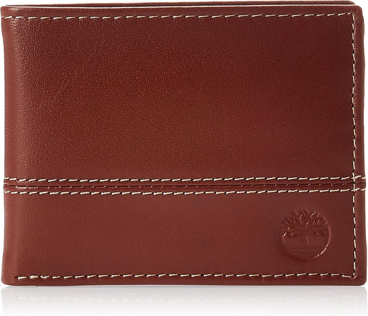 Timberland Billetera plegable de cuero para hombre, color coñac, ta...