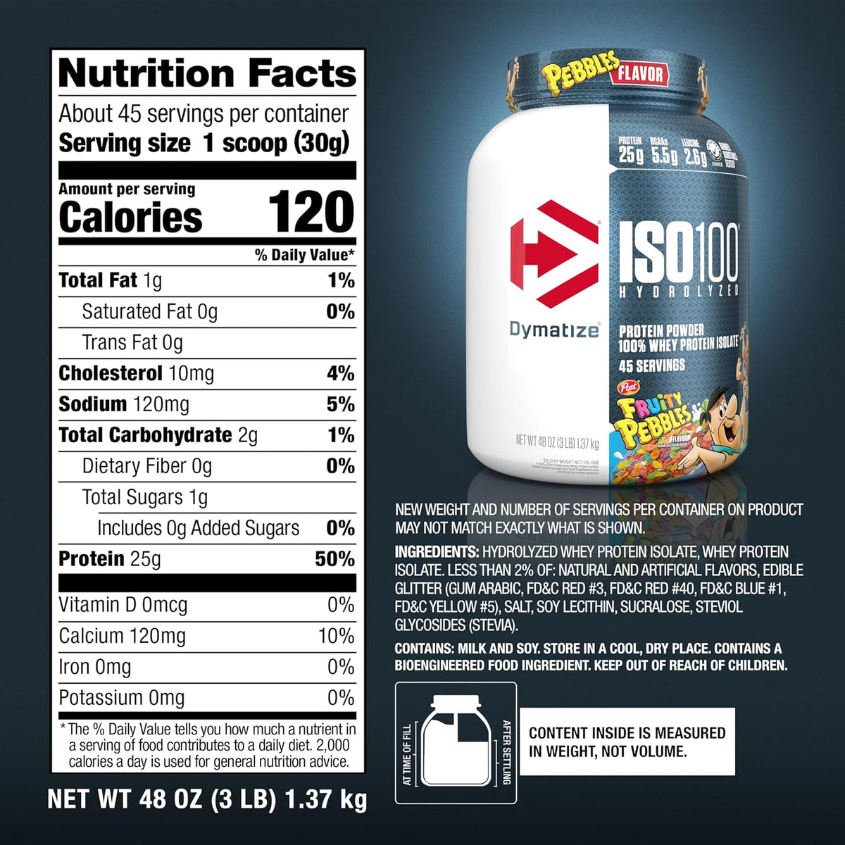 Dymatize Polvo de proteína ISO100, 100% aislado de suero de leche |...