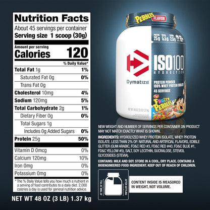 Dymatize Polvo de proteína ISO100, 100% aislado de suero de leche |...