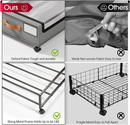 Yecaye Almacenamiento debajo de la cama con ruedas, paquete de 2 co...