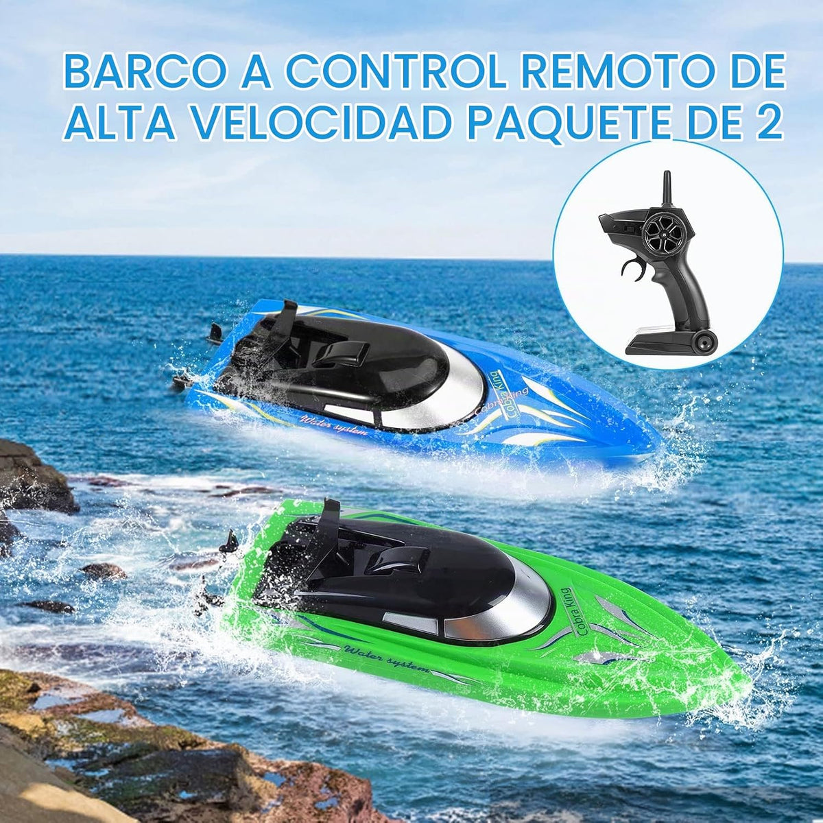 Lumiparty Paquete de 2 botes a control remoto, barcos de control re...