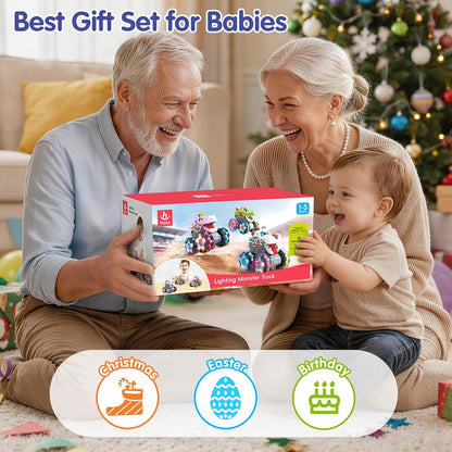HOLA Paquete de 3 camiones monstruos iluminados para niños pequeños...