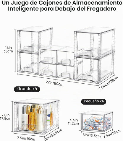 Vtopmart Juego de 8 organizadores transparentes extraíbles para deb...
