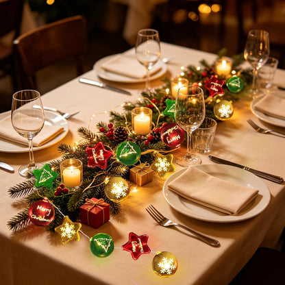 Guirnalda de luces navideñas con 30 luces LED de bola y estrella de...