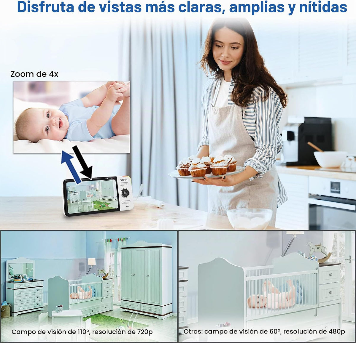 VTech VM818HD Monitor de bebé con video HD de 5 pulgadas y 720p | S...
