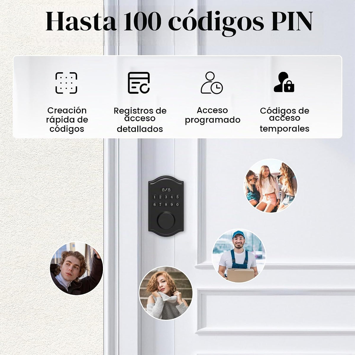 Cerradura de puerta de entrada sin llave con teclado, cerrojo intel...