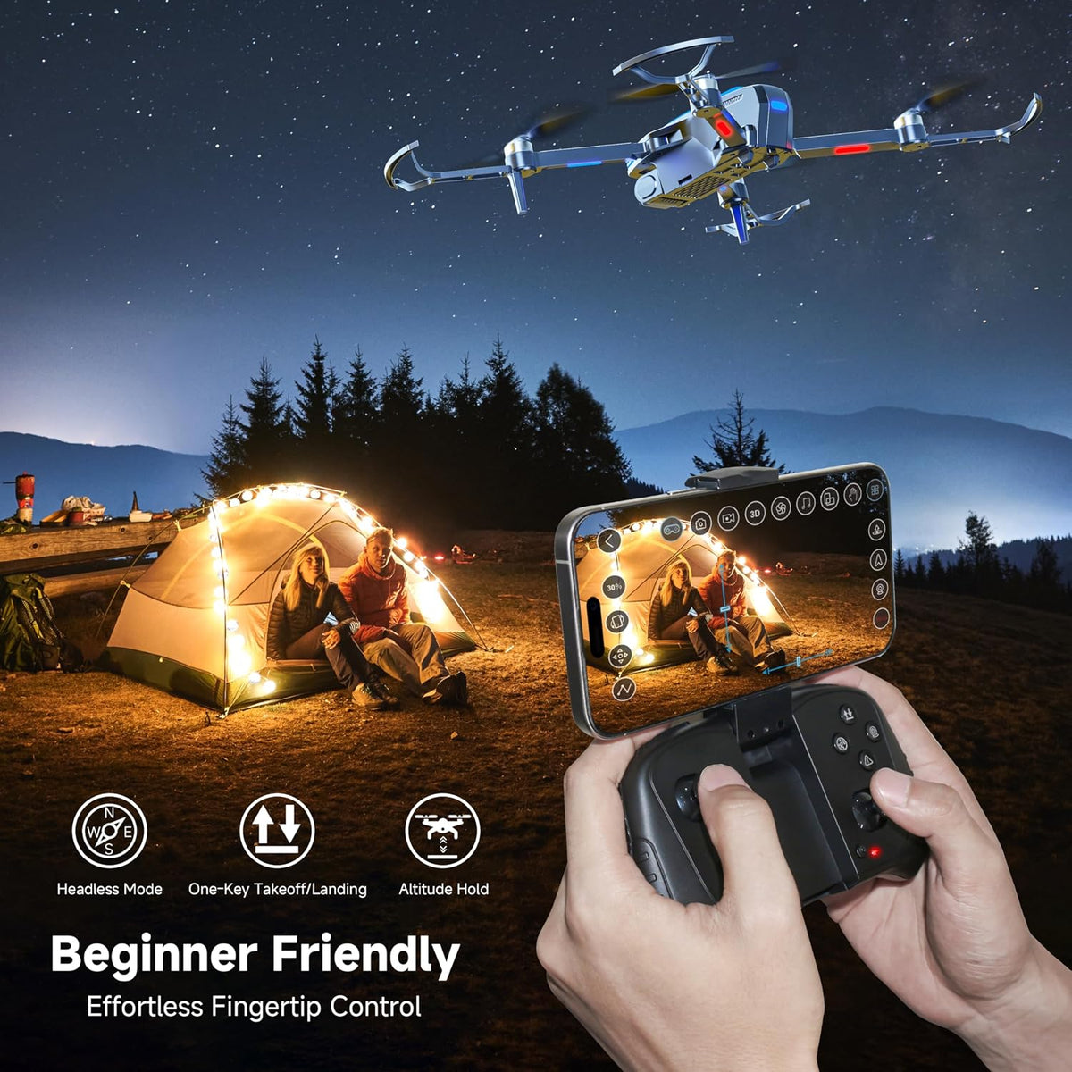 Drones con cámara para adultos 4K, dron RC para principiantes con a...