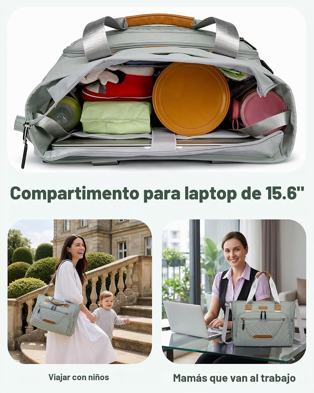 FHELAD - Bolsa de pañales grande con correa de equipaje, 14 bolsill...