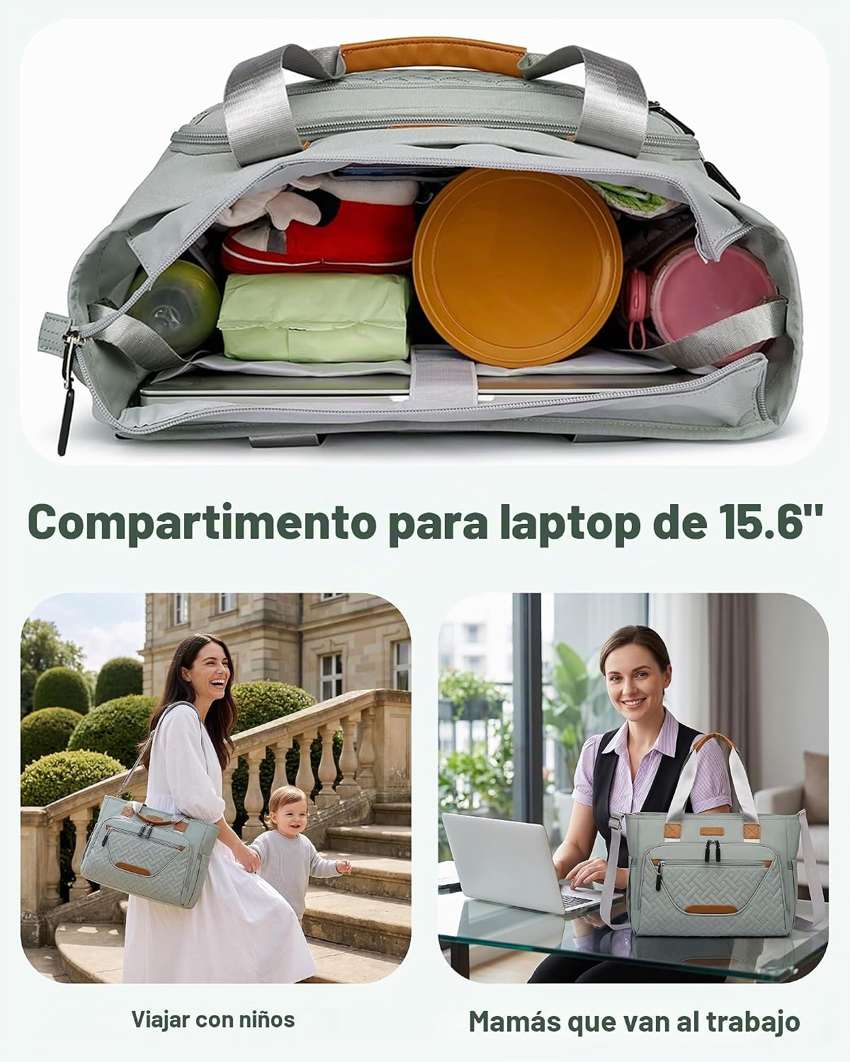 FHELAD - Bolsa de pañales grande con correa de equipaje, 14 bolsill...