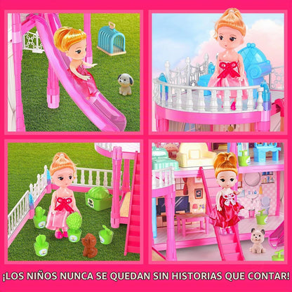 Pupu Pig - Juego de casa de muñecas para niñas, 275 piezas, regalo...
