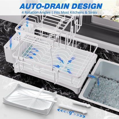 Godboat - Escurridor de platos de 2 niveles con drenaje automático...