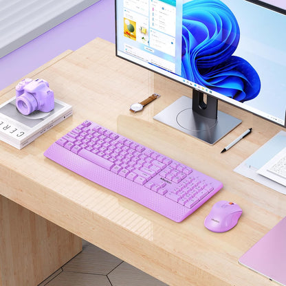 MEETION - Combo de teclado y mouse inalámbricos, tamaño completo co...