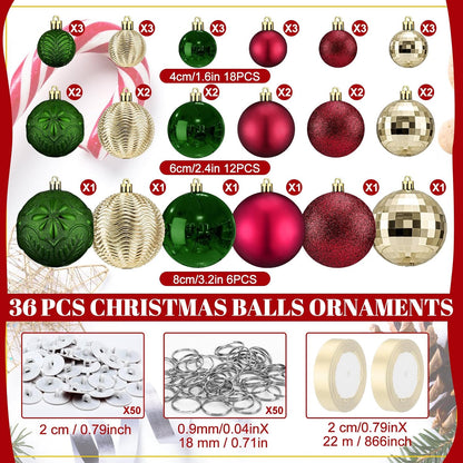 Relaxgiant 36 bolas de Navidad para techo, color clásico | Tamaños...