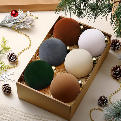 6 adornos grandes de terciopelo de Navidad de 4 pulgadas | Bolas co...