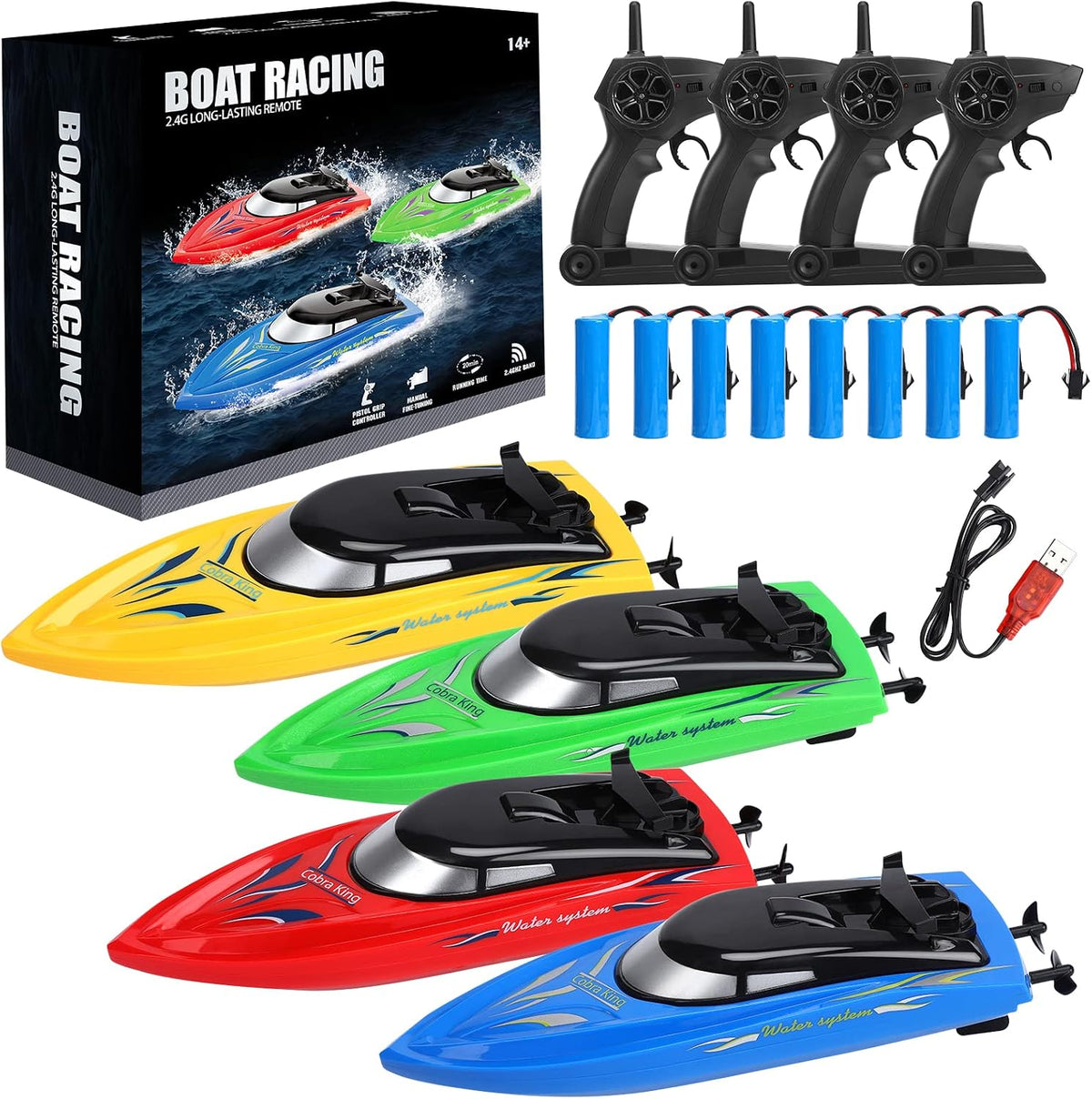 Lumiparty Paquete de 4 botes a control remoto, barcos de control re...
