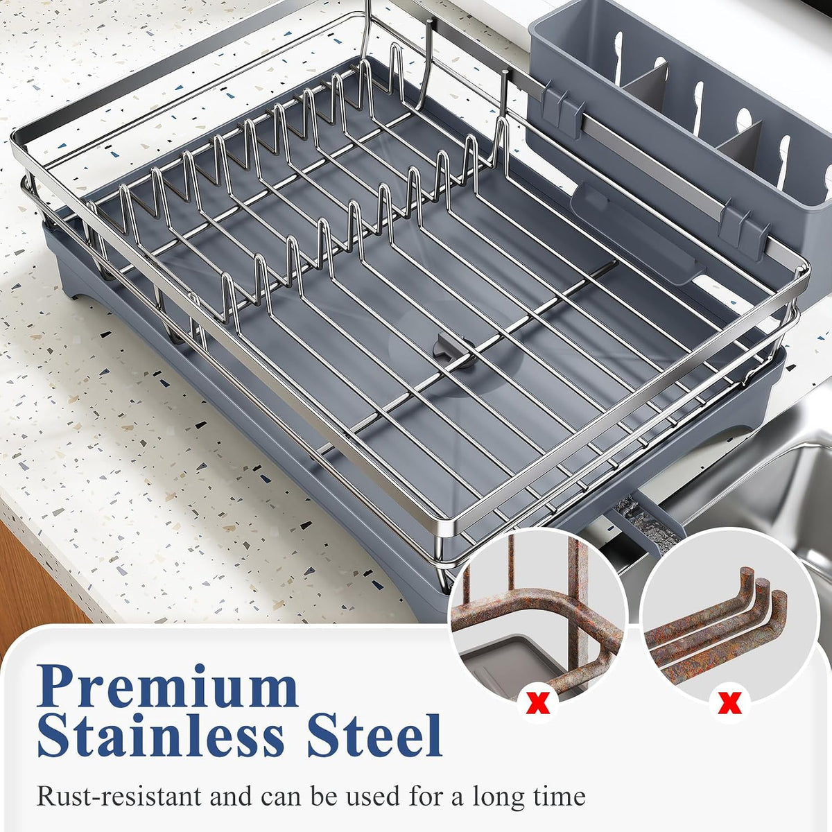 SNTD Escurridor de platos para encimera de cocina, 11.8 pulgadas de...