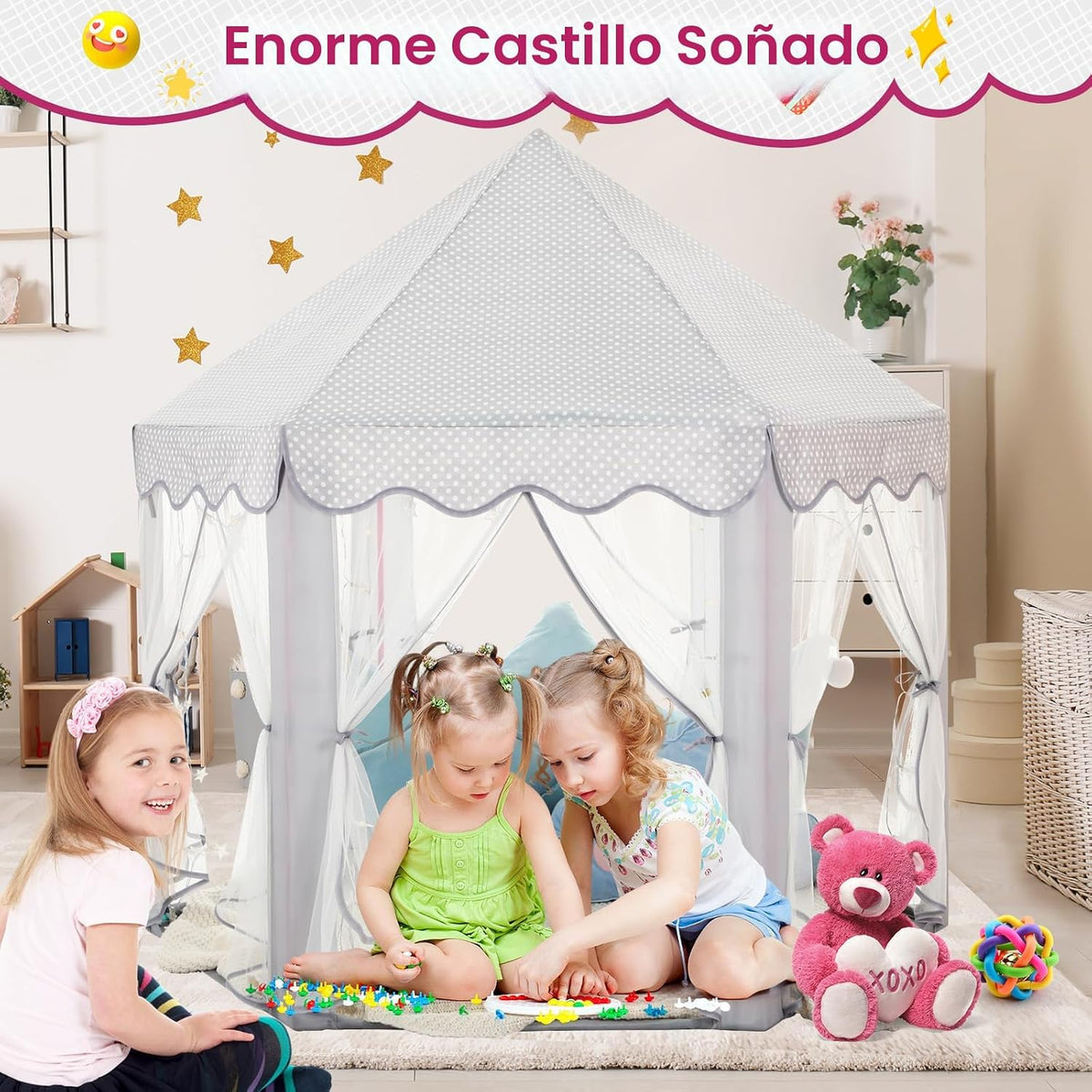 Monobeach Tienda de campaña de princesa para niñas, casa de juegos...