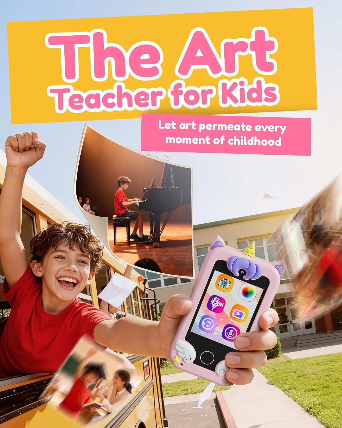 KOKODI Teléfono inteligente para niños, pantalla táctil HD con dobl...