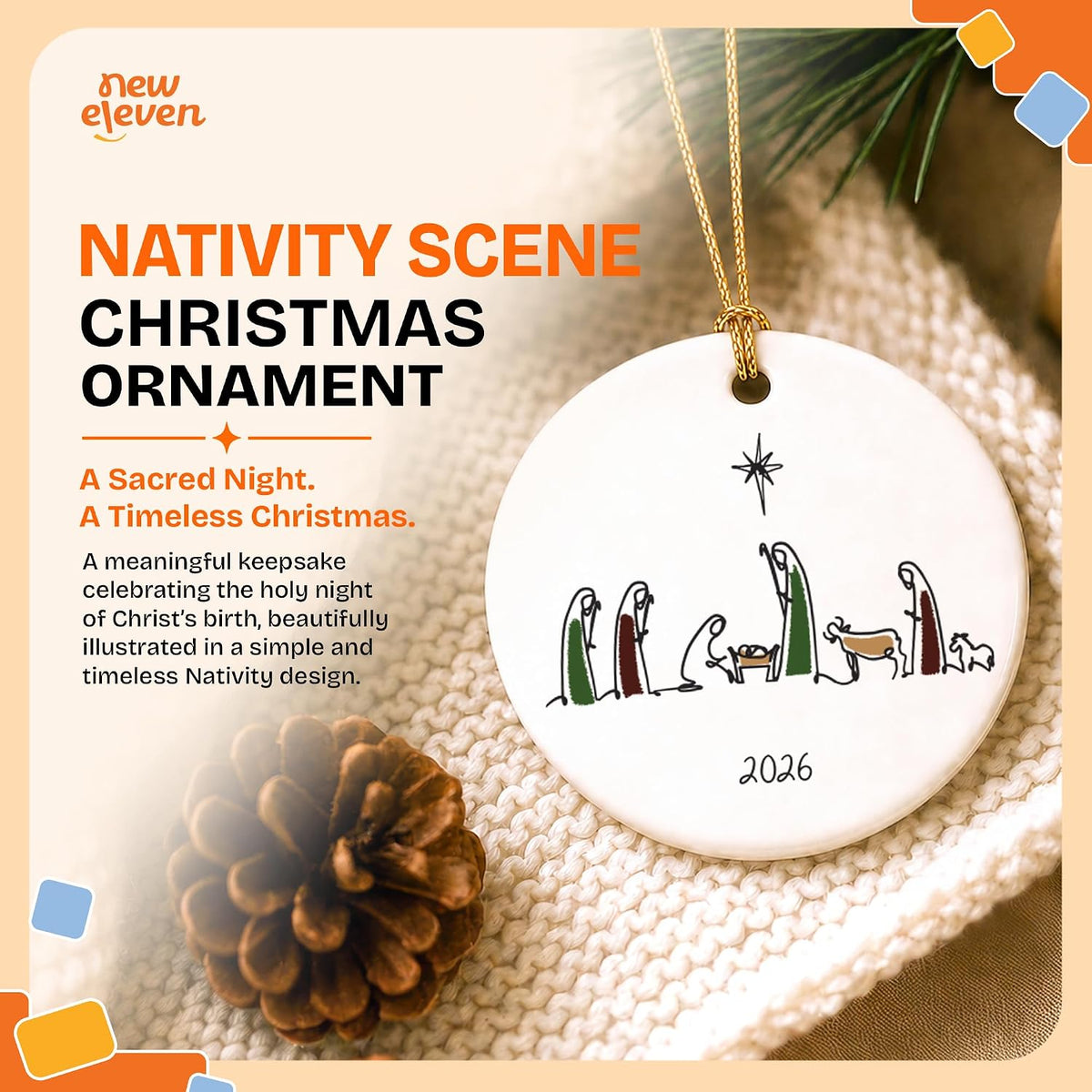 NewEleven Adornos de Navidad de Natividad 2025 \u2013 Regalos crist...