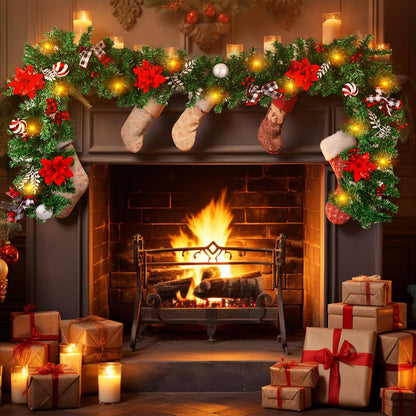 LBSUN Guirnalda de Navidad con luces, decoraciones navideñas preilu...