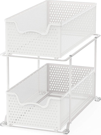 Simple Houseware Cajón organizador de cesta deslizante de 2 niveles...