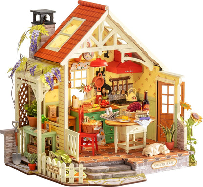 Rolife Kit de casa de muñecas en miniatura para cocina de granja, r...