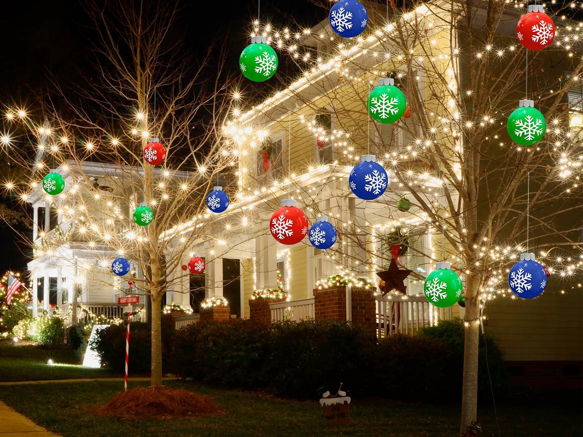 12 piezas de decoraciones navideñas para exteriores, bolas inflable...