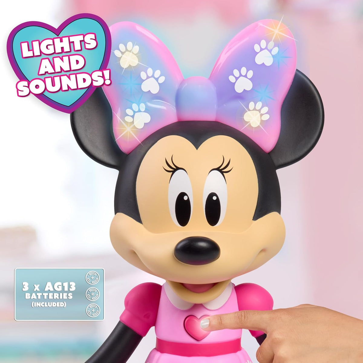 Disney Jr. Minnie Mouse Pet Fun Doll, muñeca Minnie articulada de 1...