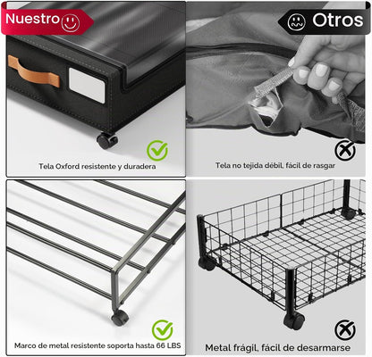 Yecaye Paquete de 4 Cajas de Almacenamiento Debajo de la Cama con R...