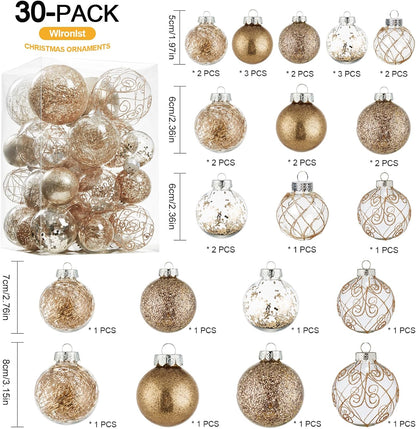 Wironlst Adornos de Bolas Navideñas de Plástico Transparente Inasti...