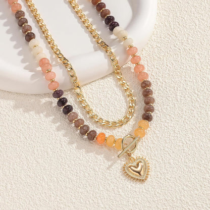kdraco Collares con cuentas de piedras preciosas coloridas y gruesa...