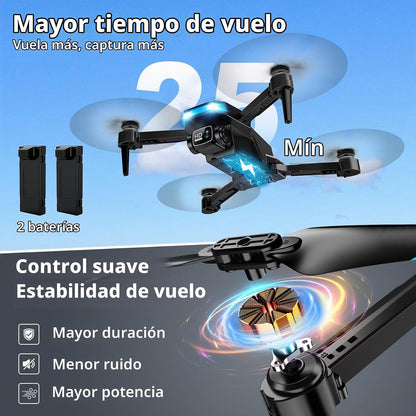 Drone con cámara y pantalla en el controlador, dron plegable 1080P...