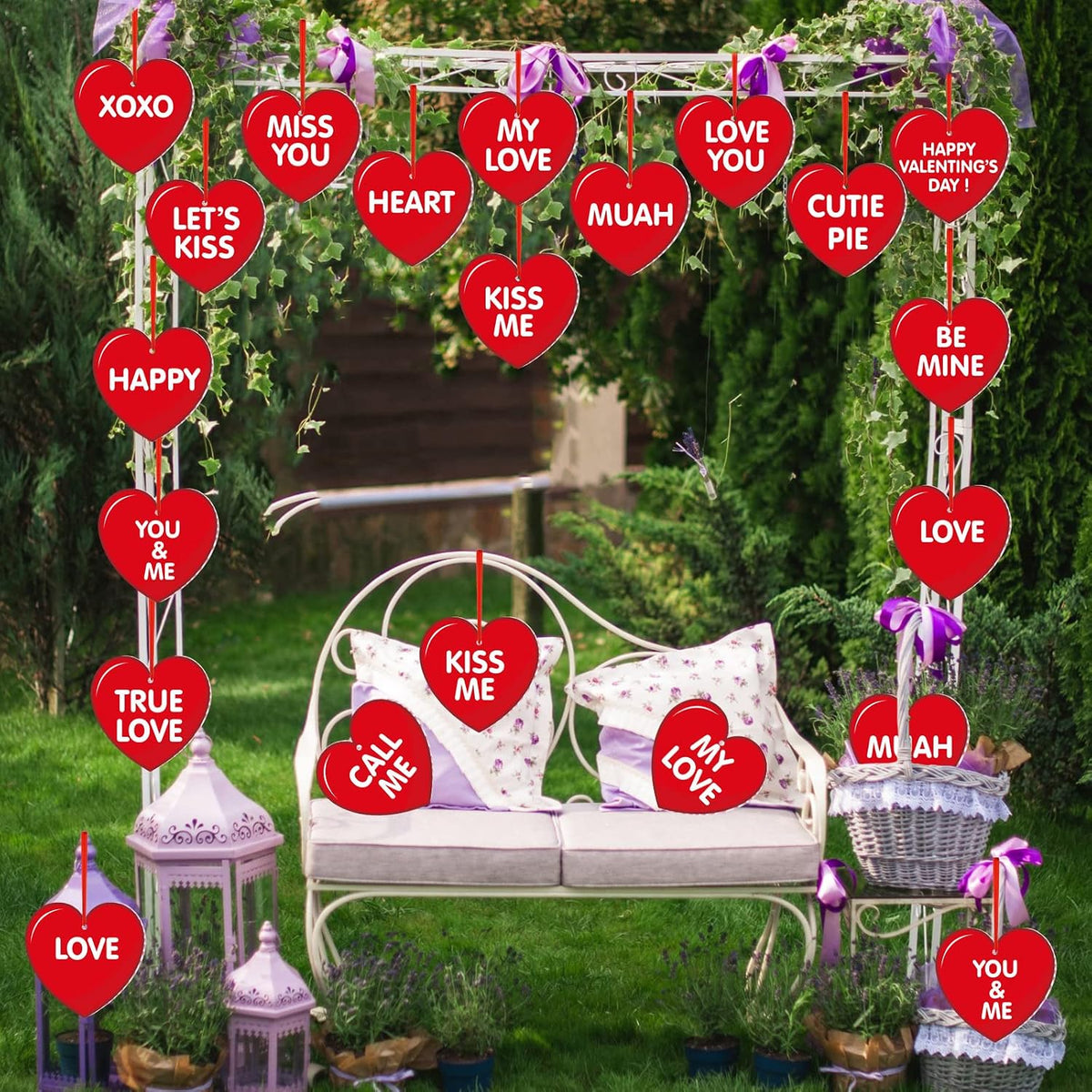 Rtteri 30 adornos de corazón colgantes para el día de San Valentín...