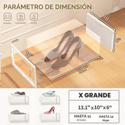 Paquete de 12 cajas de almacenamiento de zapatos apilables de plást...
