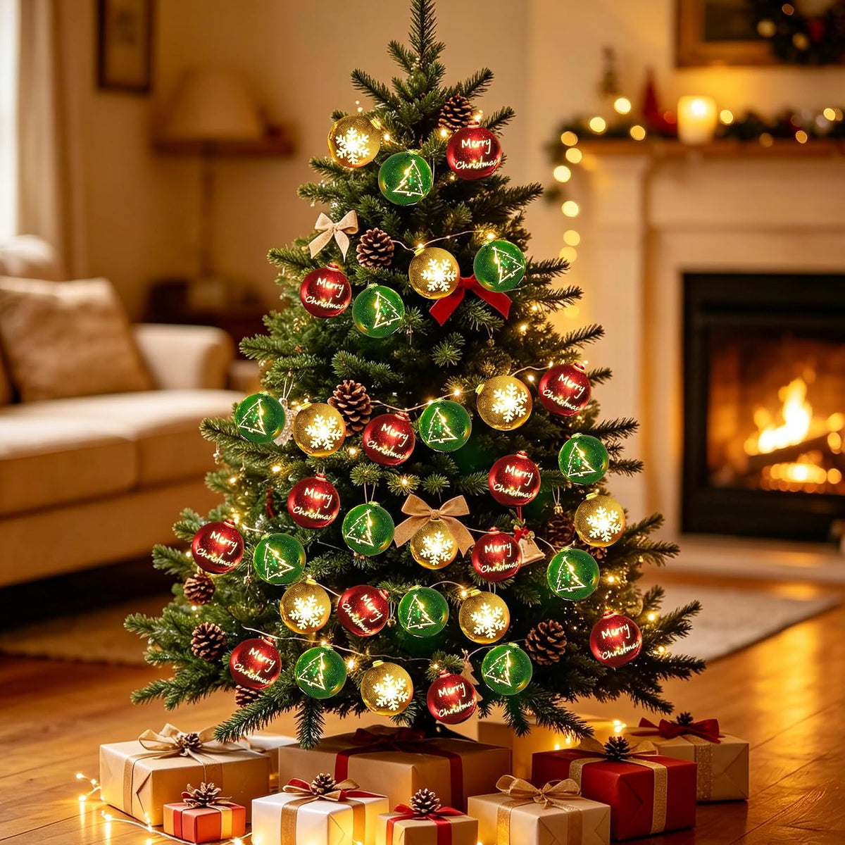 Tira de luces de bolas de Navidad de 20 pies, 30 LED, funciona con...