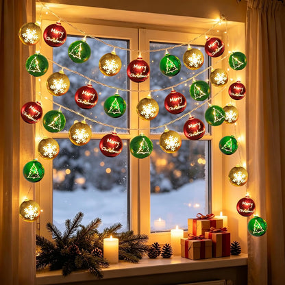 Tira de luces de bolas de Navidad de 20 pies, 30 LED, funciona con...