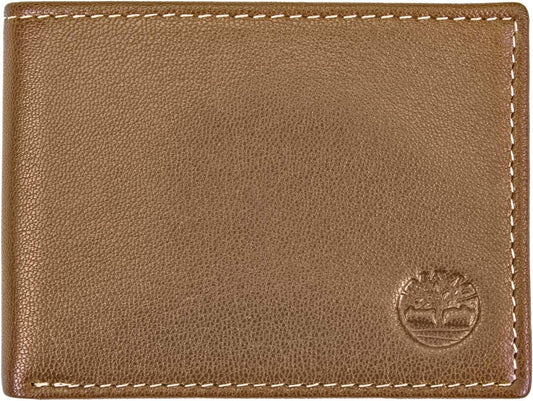 Timberland Billetera plegable de cuero para hombre, color marrón, t...