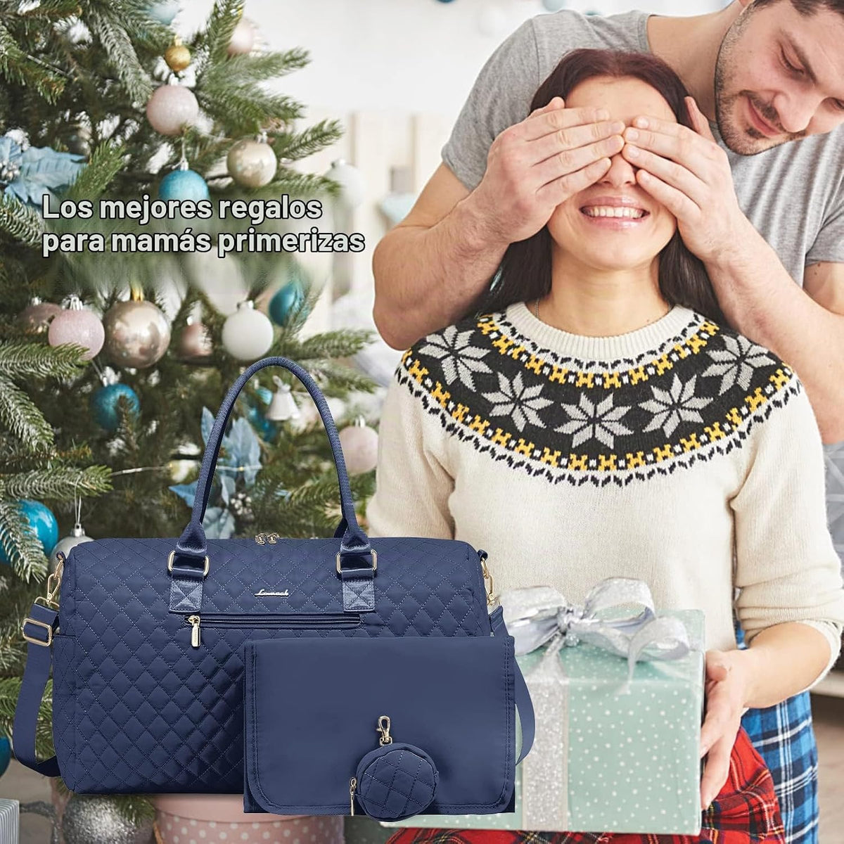 LOVEVOOK - Bolso para pañales con estuche para chupete y cambiador,...