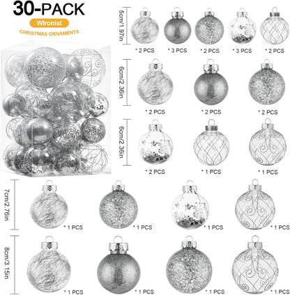 Wironlst - Adornos de bolas de Navidad de plástico transparente ina...
