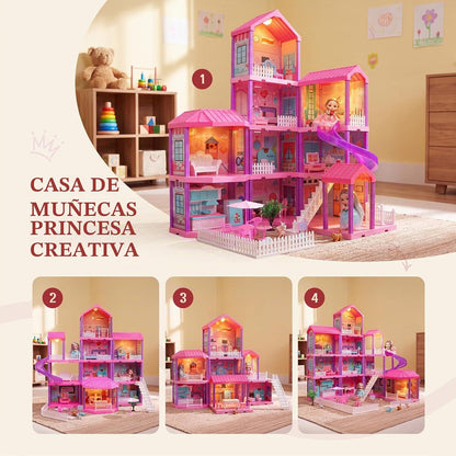 Flooyes Casa de muñecas para niñas-4 historias 11 habitaciones casa...
